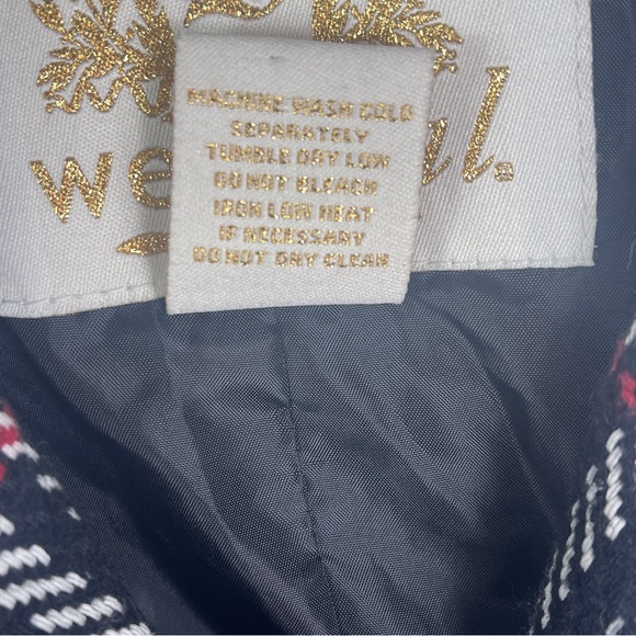 Wet Seal Peacoat Cotton Blend Double Breasted Plaid Cropped Collared Jacket - Picture 13 of 13